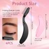 4 Pcs Folding Eyelash Comb, Eyelash Comb, Eye lash Separator Tool, Lash and Brow Makeup Applicator Brush, Folding Eyelashcomb Separator with Stainless Steel for Eyelashes Makeup Extensions(Black,Pink) view 2