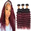 BilltiiWW Ombre 1B99j Deep Wave Bundles Two Tone Black Mixed With 99j Deep Wave Bundles Brazilian Human Hair Weave Soft and Silky for Women 16 18 20 Inch view 1