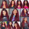 BilltiiWW Ombre 1B99j Deep Wave Bundles Two Tone Black Mixed With 99j Deep Wave Bundles Brazilian Human Hair Weave Soft and Silky for Women 16 18 20 Inch view 2