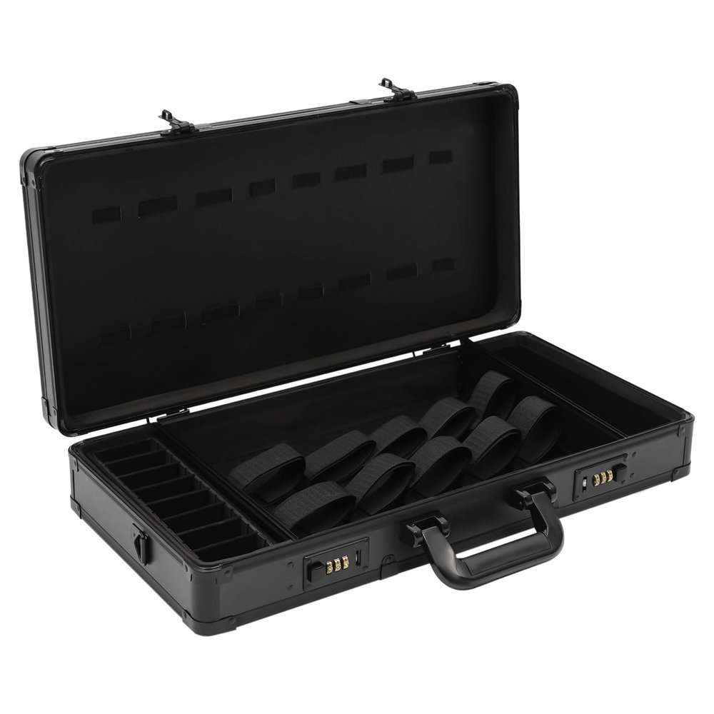 Ageanbri Professional Barber Supplies Case, Barber Cases for Clippers and Supplies, Hairdressing Tools Storage Case with Handle and Secure Numlock, Barber Travel Case (Black)