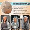 13x6 Grey Lace Front Wigs Human Hair Body Wave 28 Inch 250% Density Pre Plucked with Baby Hair for Women Natural Hairline, Daily & Party Use Silver Grey Body Wave Wig view 3
