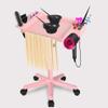 LKT COBTAC Extension Salon Tray Hair Extension Cart Tray Pink Multi-Function Extensions Rolling Tray with Blow Dryer Holder and Storage Platform view 2