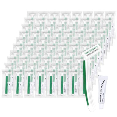Disposable Razors Bulk, Razors Individually Wrapped Bulk, Travel Razors Bulk With Shaving Cream For Hotels, Shelters, Homeless, Nursing Homes, Charities, Churches, Green (100-PACK)
