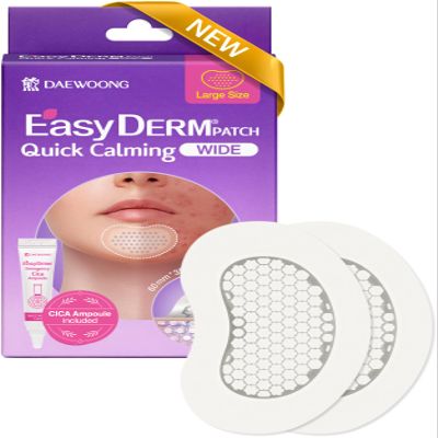 DWEasyDerm EasyDerm Quick Calming Magnesium Patches WIDE  2 Large Face Acne Patches for Breakouts, TikTok Viral Microdot, With Bonus CICA Mini Ampoule
