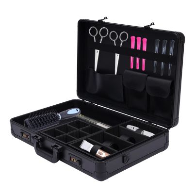 Ageanbri Beauty Barber Case, Professional Heavy Duty Matte Black Case for Clippers and Accessories, Barber Suitcase with Organizing Compartments, Reinforced Edges