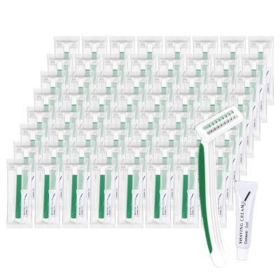 Disposable Razors Bulk, Razors Individually Wrapped Bulk, Travel Razors Bulk With Shaving Cream For Hotels, Shelters, Homeless, Nursing Homes, Charities, Churches, Green (60-PACK)