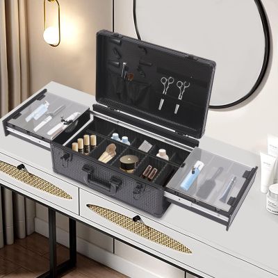 Ageanbri Barber Carrying Case Barber Case, Stylist Tool Box Crocodile Pattern Professional Salon Hair Cutting Grooming Kit Storage Organizer for Clippers, Scissors, Barber Supplies