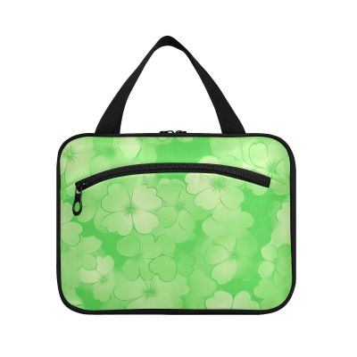 Yoogain Green Flowers hanging mens travel toiletry bag with hook, designer foldable waterproof toiletry bag for essentials for women trip kit de para mujer L