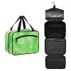 Yoogain Green Flowers hanging mens travel toiletry bag with hook, designer foldable waterproof toiletry bag for essentials for women trip kit de para mujer L view 2
