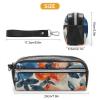 NTVOWPZO Leather Pencil Cases Blue Floral Pattern Pen Pouch Travel Cosmetic Bag for Purse Portable Makeup Brush Bag Holder Coin Purse for Women Makeup Case Organizer view 2