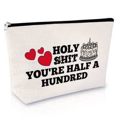 50th Birthday Gifts for Women Makeup Bag Happy Birthday Gifts for Mom Grandma Aunt 50 Years Old Present for Her Cosmetic Bag Christmas Mother's Day Present for Coworker Friends Zipper Travel Pouch