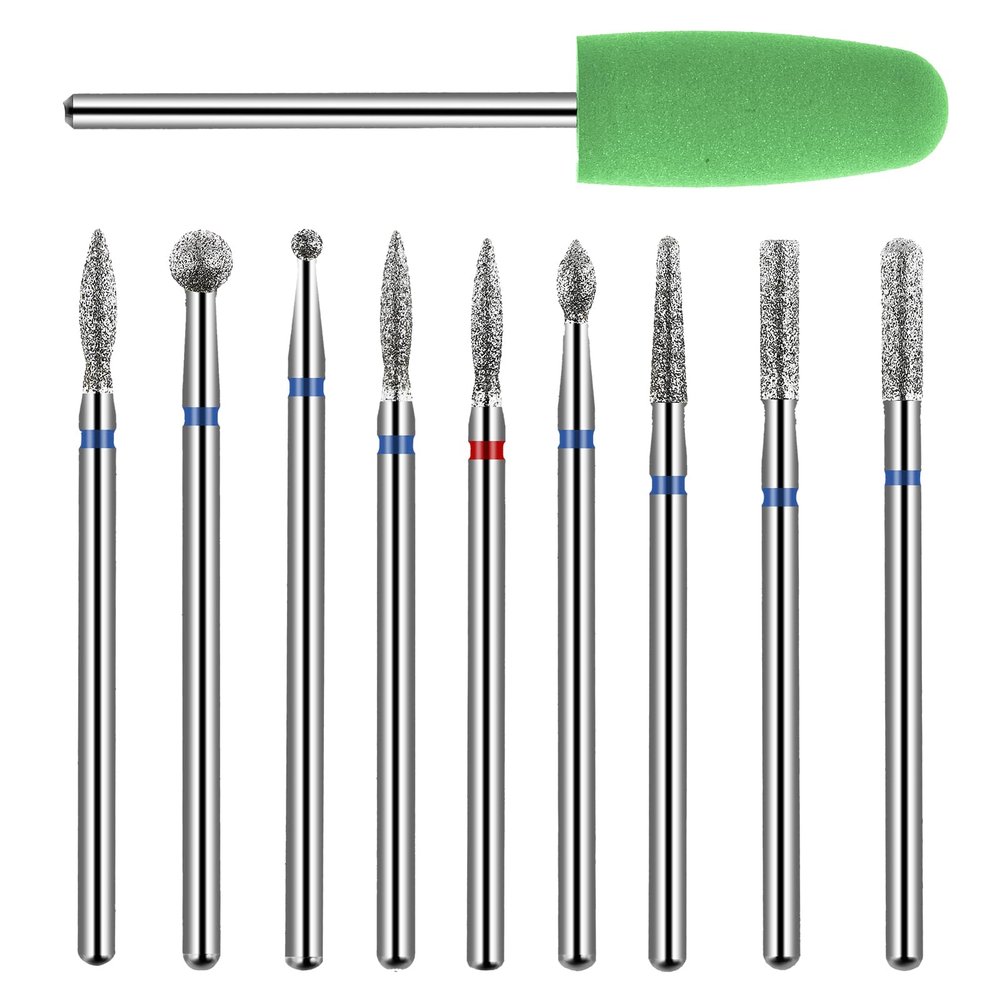 10 Pcs Nail Drill Bits Set Russian Manicure Drill Emery Bits Professional Cuticle Remove Bit Set Diamond Bit for Nail Drills for Nails Pedicure Home Salon