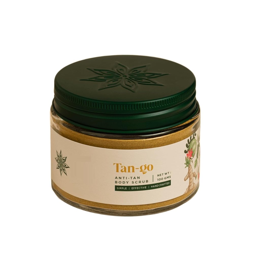 3.52oz Tan-Go | Handmade Anti-Tan Body Scrub with Wild Turmeric (Kasturi Manjal), Rose Petals, and Indian Gooseberry (Amla) | Reduces sun damage | Glowing Natural Radiance | (100 gm)