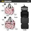 Yoogain Pink White Striped Fruit Cherry hanging travel size toiletries kit with hook, designer waterproof toiletry kit for mom vacation bolso de mano para hombre L view 3