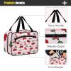 Yoogain Pink White Striped Fruit Cherry hanging travel size toiletries kit with hook, designer waterproof toiletry kit for mom vacation bolso de mano para hombre L view 4