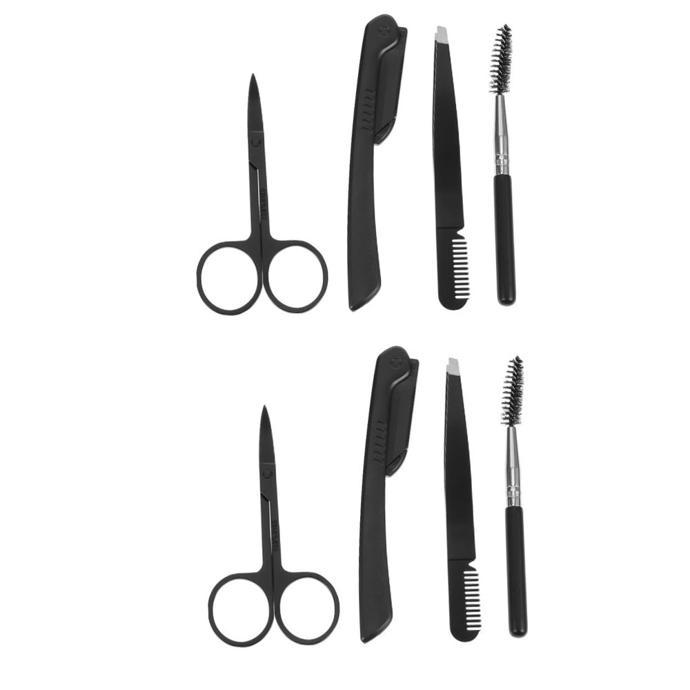 Beaupretty 2sets Eyebrow Grooming Kit Trimmer Brush Tweezers and Scissors for Precise Shaping and Trimming for Travel and Personal Use