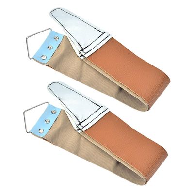 OATIPHO Dual-Sided Razor Strop 2-Piece Set Stainless Steel and Genuine Leather Sharpening Cloth for Men Practical Shaver Tool for Home and Travel Random Color