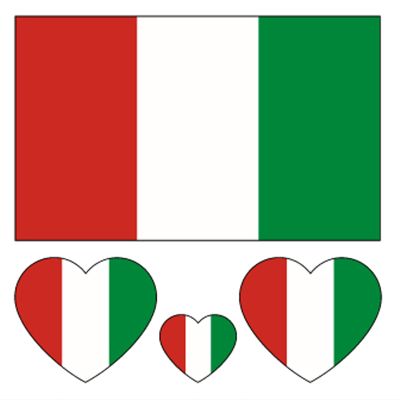 100pc Italian Flag Tattoo Stickers, 25-Sheet IT Italy National Flags Face Temporary Tattoo Adult, Patriotic Small Italian Flag Fake Tattoo for Men Women Party Decoration