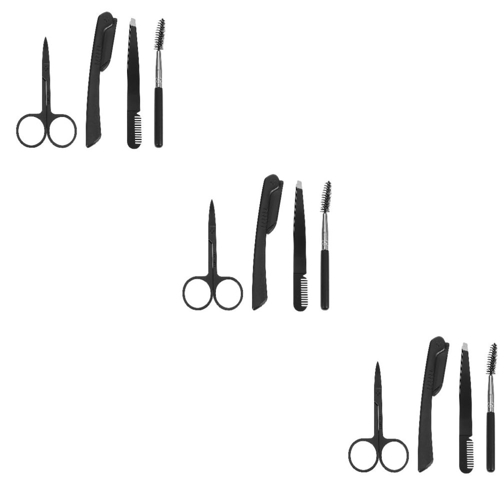 Beaupretty 3sets Eyebrow Trimming Tools Scissors Razor Tweezers Brush for Eyebrow Shaping for Men Women Professional Home Use
