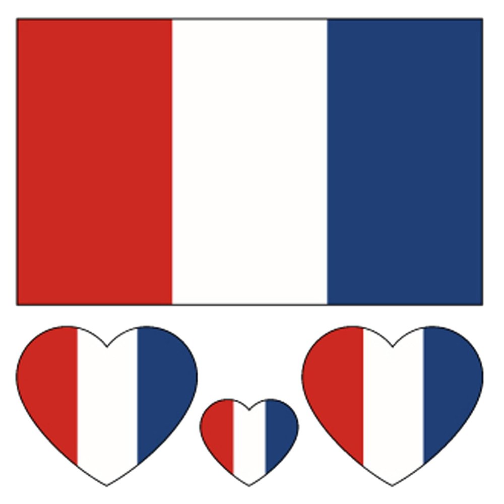 100pc French Flag Tattoo Stickers, 25-Sheet France FR National Flags Face Temporary Tattoo Adult, Patriotic Small French Flag Fake Tattoo for Men Women Party Decoration
