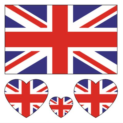 100pc British Flag Tattoo Stickers, 25-Sheet UK Union Jack National Flags Face Temporary Tattoo Adult, Patriotic Small United Kingdom Flag Fake Tattoo for Men Women Party Decoration