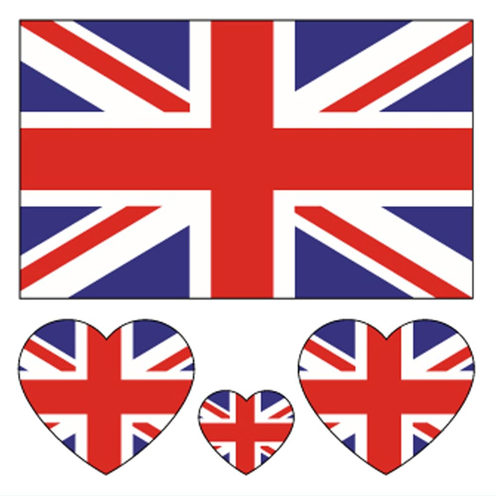100pc British Flag Tattoo Stickers, 25-Sheet UK Union Jack National Flags Face Temporary Tattoo Adult, Patriotic Small United Kingdom Flag Fake Tattoo for Men Women Party Decoration