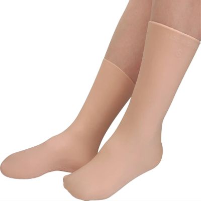 AZhause Ankle High Silicone Moisturizing Socks, Heel Protector, Foot Spa Socks, Pedicure Socks (Extra High (Nude), M (4.5 to 8.5) Women)