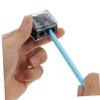 Healvian Double Hole Mini Pencil Sharpener for Eyebrow Lip Liner and Eyeliner Manual Makeup Sharpener Dual Blades Black view 3