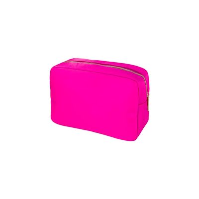 Blue Bird Nylon Makeup Bags for Women Girls Travel Toiletry Pouch Cosmetic Bag Makeup Organizer (Neon Pink, Large)
