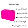 Blue Bird Nylon Makeup Bags for Women Girls Travel Toiletry Pouch Cosmetic Bag Makeup Organizer (Neon Pink, Large) view 4