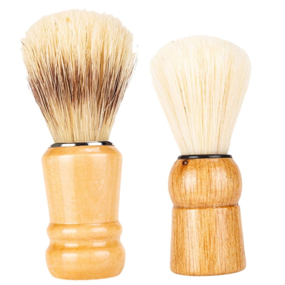 SAFIGLE 2pcs Handle Shaving Brush Durable Salon Shave Brush for Father Day Men for Home and Travel Use