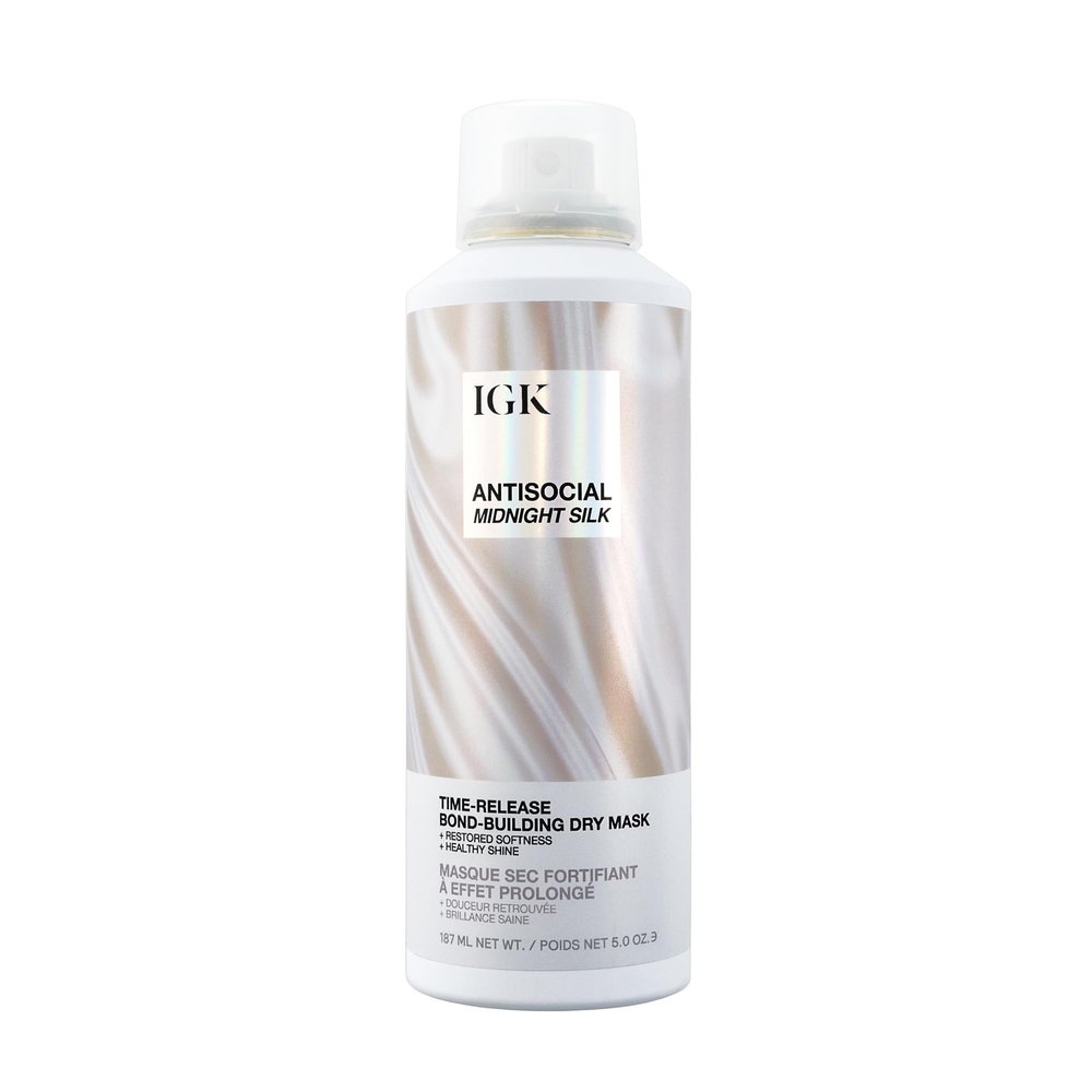 IGK Antisocial Midnight Silk Bond-Building Dry Hair Mask  No-Rinse Leave-In Treatment with Vegan Silk Protein  Limited Edition Design, 5 oz