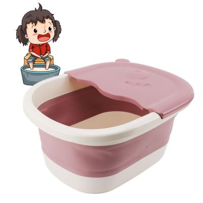 Collapsible Foot Bath Basin for Kids Foot Soak Tub with Massage Acupoint Multifunction Collapsible Feeting Soak Tub (Roseate)