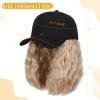 Lansigreen Baseball Cap with Hair Extensions Hat Wig Adjustable Hat Attached Curly Wave 14" Synthetic Hairpiece for Women Bleach Blonde mix Light Blonde view 3