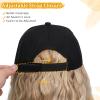 Lansigreen Baseball Cap with Hair Extensions Hat Wig Adjustable Hat Attached Curly Wave 14" Synthetic Hairpiece for Women Bleach Blonde mix Light Blonde view 4
