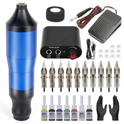 HIONJIN Tattoo Machine Set Tattoo Pen Set with Coloring Material Complete Mini Power Tattoo Equipment