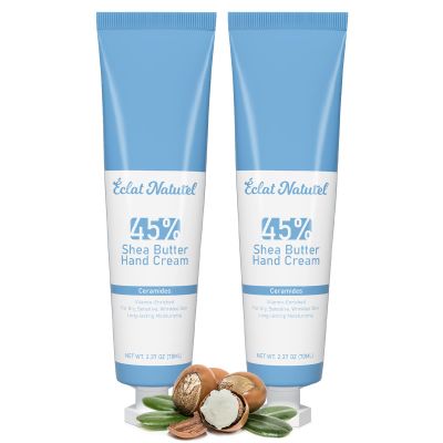 CLAT NATUREL Hand Cream Set, 45% Shea Butter Lotion with Vitamin E & Ceramide, Deep Moisturizing Hydrating Dry Hands, Hand Lotion for Dry Skin, 2.37 Fl Oz (Pack of 2)