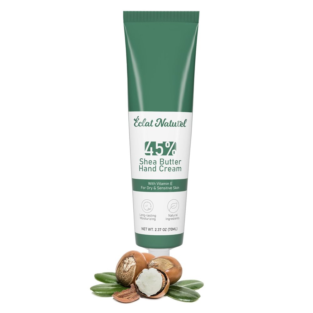 CLAT NATUREL Hand Cream with 45% Shea Butter & Vitamin E, Deep Moisturizing Hand Lotion for Dry Skin, Moisturizer Dry Hands, 2.37 Fl Oz
