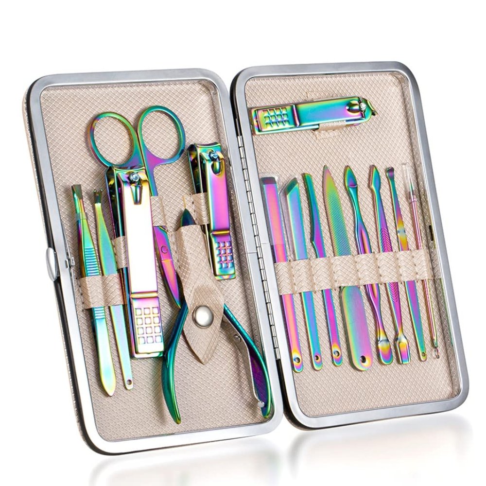 GGGUOJINN 15 Pieces Manicure Set Nail Clippers Pedicure Stainless Steel Cutter Scissor Household Kit Professional (Color : B) (A)