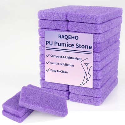 RAQEHO 20 Small Pumice Stone for Feet - 3.6 X 1.8 X 0.47 Inch Purple Foot Pumice Stone Foot Filer Pedicura Scrubber for Callus Removal Foot Care Spa Productos for Dark Elbows Hard Skin Exfoliating