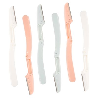 Healvian Portable Foldable Eyebrow Trimmer Knife Set 6pcs Women's Facial Razor Kit Compact Grooming Tool for Eyebrow Shaping and Hair Removal Random Color