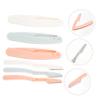 Healvian Portable Foldable Eyebrow Trimmer Knife Set 6pcs Women's Facial Razor Kit Compact Grooming Tool for Eyebrow Shaping and Hair Removal Random Color view 2