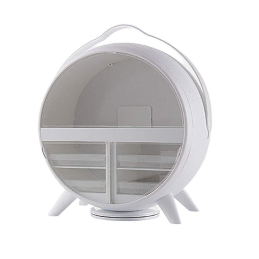 360 Rotating Makeup Organizer, Multi-Layer Cosmetic Storage Box, Waterproof Skincare & Jewelry Display Case, Portable Storage for Bathroom, Bedroom - White