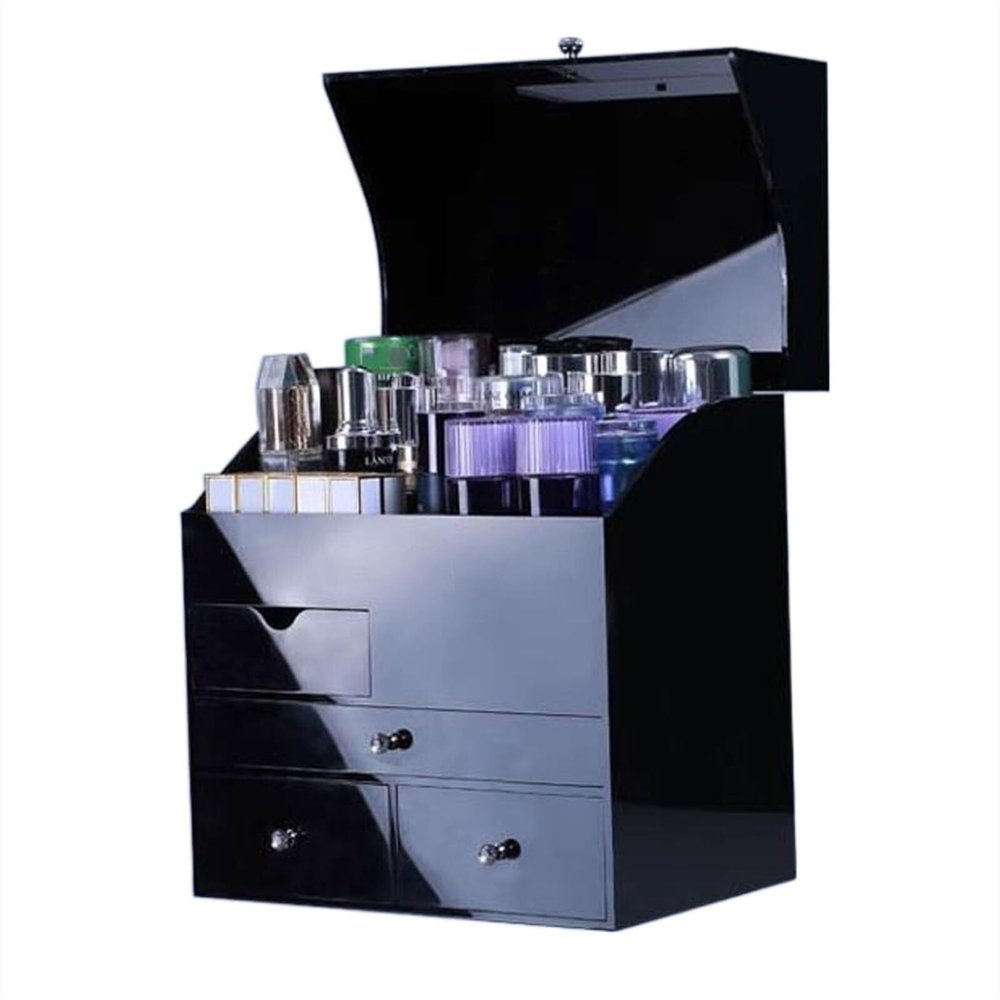 4-Layer Desktop Makeup Organizer with Drawers, Acrylic Cosmetic Storage Box for Skin Care & Beauty, Large Capacity Dressing Table Organizer