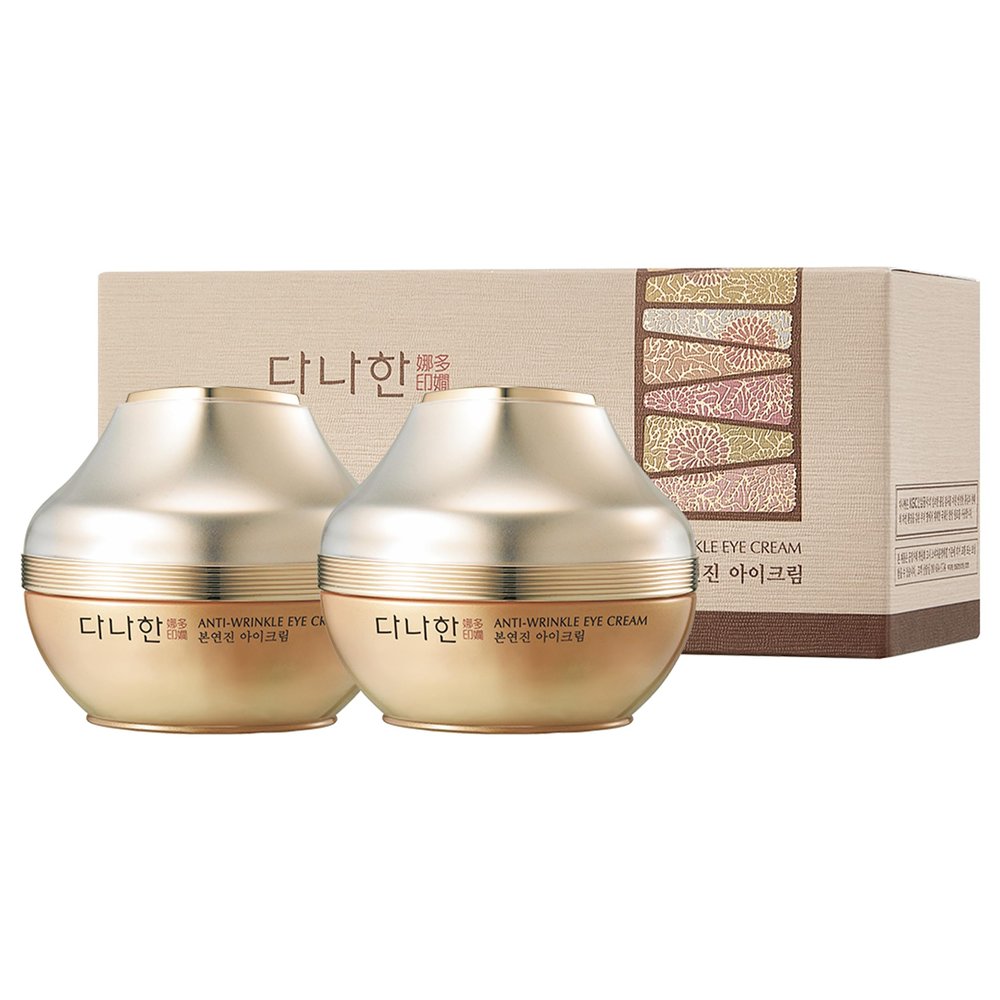 DANAHAN Bon Yeon Jin Korean Red Ginseng Eye Cream Duo Set - Anti-Aging Treatment for Dark Circles Fine Lines with Ceramide and Shea Butter, Intensive Skincare, 1.01 oz.