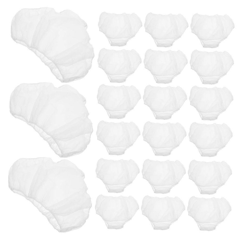 POPETPOP 50pcs Disposable Travel Underwear for Women Comfortable Mesh Briefs Lightweight Elastic Waist Design for Spa Sauna and Postpartum Use Easy to Carry White