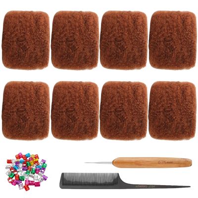 Afro Kinkys Bulk Human Hair for Dreadlock Extensions,Repair Locs, Twists and Braids, 8 Packs 240 Gram100% Human Hair Afro Kinky Bulk Can be Dyed and Bleached (Ginger, 8inch)