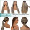 Munx 180% Density Ash Brown Straight Lace Front Wigs for Women, Pre Plucked Human Hair Wig Dark Brown Roots 13x6 Free Part HD Highlight Lace Front Wigs Human Hair Bleached Knots 22in view 3