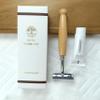 Luxe Comfort Classic Shaving Set, Wooden Handle Safety Razor with Shaving Cream, White and Gold, 4-Packs view 2