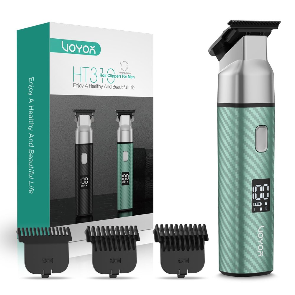 VOYOR Body Hair Trimmer for Men,Electric Razor,Versatile Groin & Body Trimmer,Waterproof and Cordless Shaver,Manscaper for Men,USB-C Charging Groomer,Ceramic Blade Razor Male Grooming HT310 (Green)